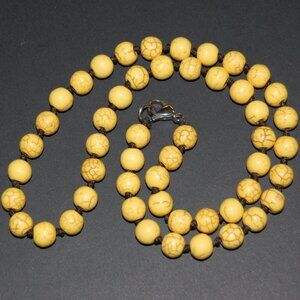 Yellow Stone Necklace,Hand Knotted Necklace,Yellow Necklace